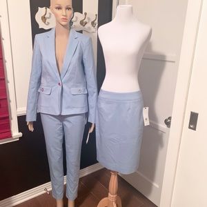 Calvin Klein Baby Blue Suit with Pants & Skirt